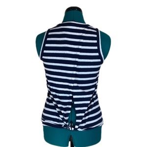 J. Crew Blue White Stripe Tank with Back Tie Closure